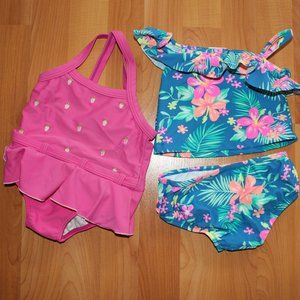 Carter's Sz 18M 2 PC LOT Bikini Swimsuit Blue Pink
